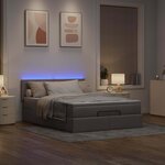 vidaXL Lit ottoman avec matelas et LED taupe 140x190 cm tissu