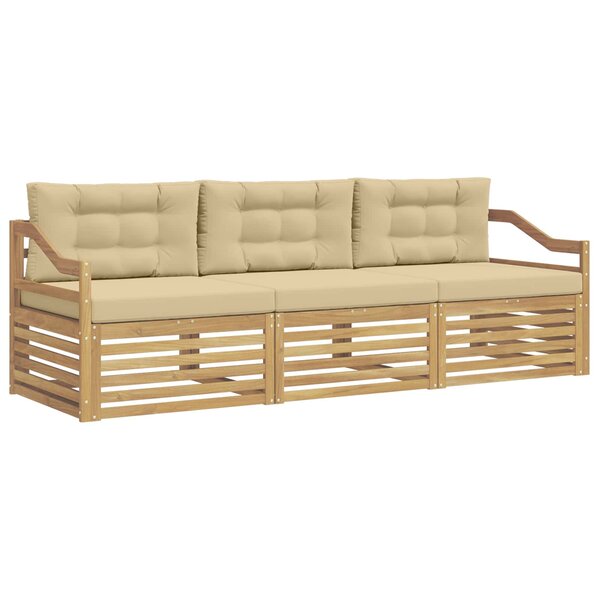 vidaXL Ensemble de canapés d'extérieur 3 Pièces Blanc et Beige Polyester