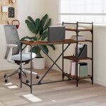 vidaXL Bureau d'ordinateur avec étagères chêne fumé 120x47x109 cm
