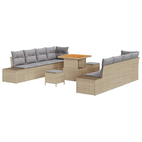 vidaXL Ensemble de canapé de jardin 11 Pièces Beige  Gris clair