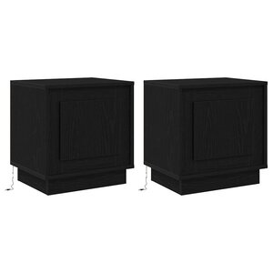 vidaXL Tables de chevet avec lumières LED 2 Pièces Chêne noir 44x34 5x45 cm