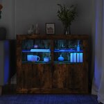 vidaXL Armoires latérales et lumières LED 2 Pièces chêne fumé