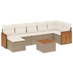 vidaXL Salon de jardin avec coussins 8 Pièces beige résine tressée
