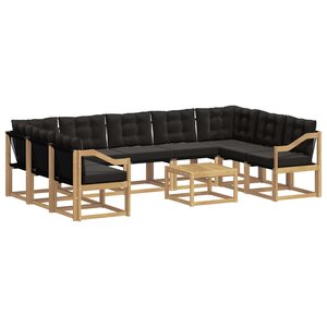 vidaXL Ensemble de canapés d'extérieur 10 Pièces Blanc et noir