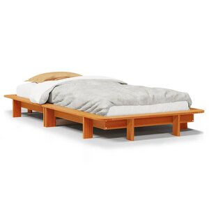 vidaXL Cadre de lit sans matelas cire marron 75x190 cm bois pin massif