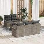 vidaXL Ensemble de canapé de jardin de 6 pièces avec coussins en poly rattan gris