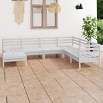 vidaXL Salon de jardin 7 Pièces Bois de pin massif Blanc