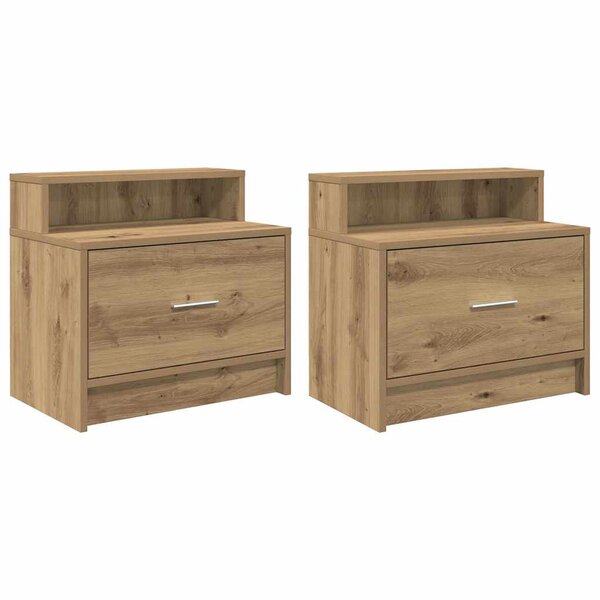 vidaXL Tables de chevet avec tiroir 2 Pièces chêne artisanal 51x31x47 cm