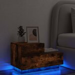 vidaXL Table de chevet avec lumières LED chêne fumé 70x36x40 5 cm