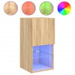 vidaXL Meuble TV avec lumières LED chêne sonoma 30 5x30x60 cm