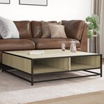 vidaXL Table basse chêne sonoma 100x100x30 cm bois d'ingénierie/métal