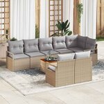 vidaXL Ensemble de canapé de jardin 9 Pièces Beige Poly rotin