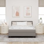 vidaXL Lit à ressorts avec matelas avec LED Taupe 140 x 200 cm tissu