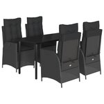 vidaXL Ensemble à manger de jardin coussins 5Pièces Noir Résine tressée