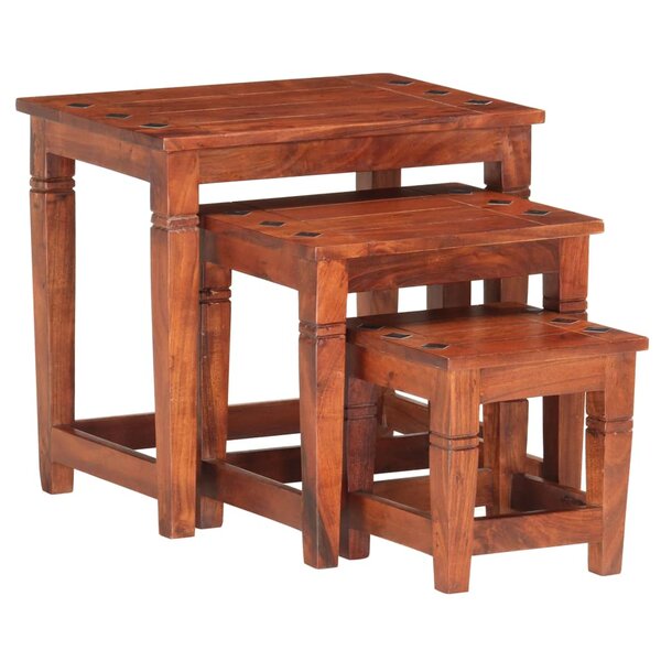vidaXL Tables gigognes 3 Pièces Bois d'acacia massif