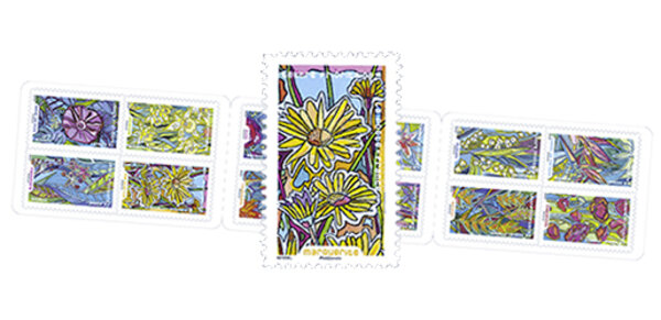 Carnet - Fleurs à foison- 12 timbres autocollants