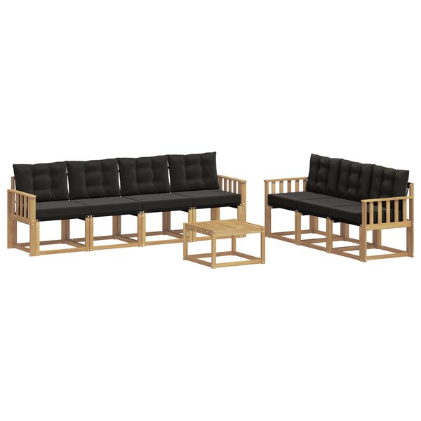 vidaXL Ensemble de canapés d'extérieur 8 Pièces Blanc et noir