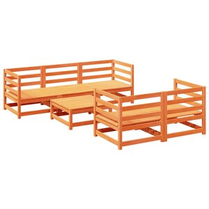 vidaXL Salon de jardin 6 Pièces cire marron bois de pin massif