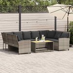vidaXL Canapé de jardin et coussins gris clair résine tressée