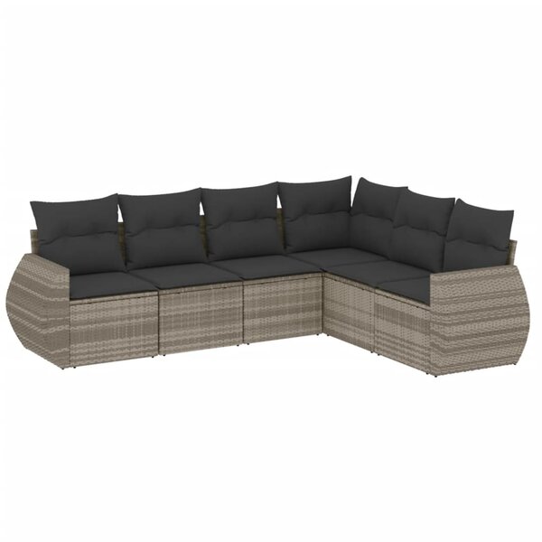 vidaXL Salon de jardin 6 Pièces avec coussins gris clair résine tressée