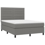 vidaXL Sommier à lattes de lit et matelas et LED Gris foncé 140x200 cm