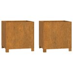 vidaXL Jardinières avec pieds 2 Pièces Rouillé 42x40x43 cm Acier corten