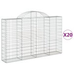 vidaXL Paniers à gabions arqués 20 Pièces 200x30x120/140 cm Fer galvanisé