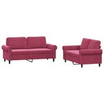 vidaXL Ensemble de canapés 2 Pièces avec coussins Rouge bordeaux Velours