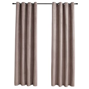 vidaXL Rideaux occultants avec anneaux en métal 2 Pièces Taupe 140x175 cm