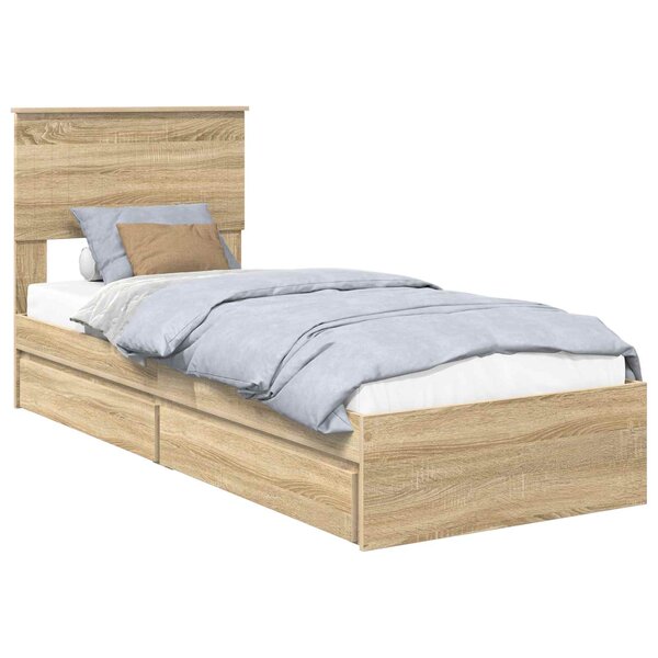 vidaXL Lit de Rangement Chêne Sonoma 75 x 190 cm Bois d'ingénierie