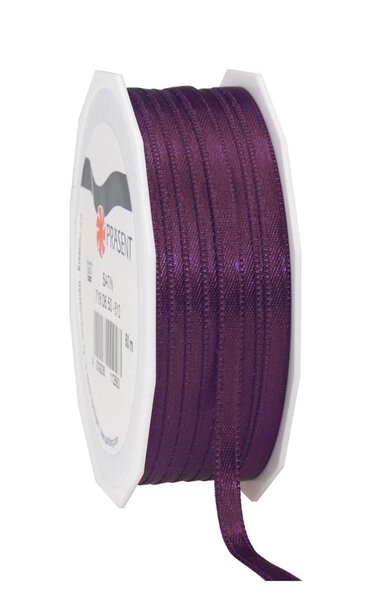 Satin double face 50-m-rouleau 6 mm prune