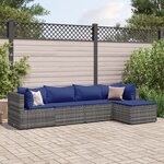 vidaXL Salon de jardin 5 Pièces avec coussins Gris Résine tressée