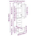 vidaXL Haut Armoire avec tiroir Chêne artisanal 69 5 x 34 x 180 cm
