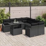 vidaXL Ensemble de canapé de jardin 9 Pièces Noir Poly rotin
