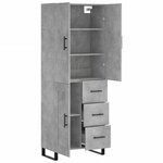 vidaXL Buffet haut Gris béton 69 5x34x180 cm Bois d'ingénierie