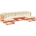 vidaXL Salon de jardin 6 Pièces avec coussins cire marron bois pin massif
