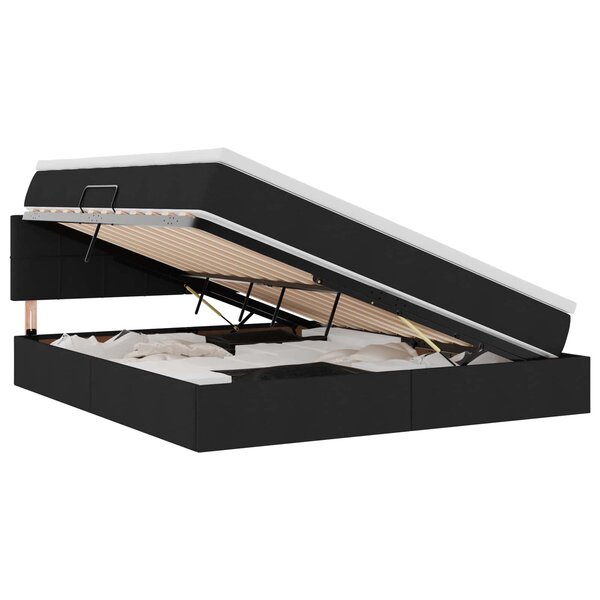 vidaXL Lit de rangement LED avec matelas Noir 180 x 200 cm Tissu