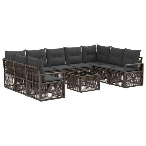 vidaXL Ensemble de canapé de jardin 10 pc Gris polyrotin