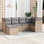 vidaXL Salon de jardin avec coussins 6 Pièces beige résine tressée