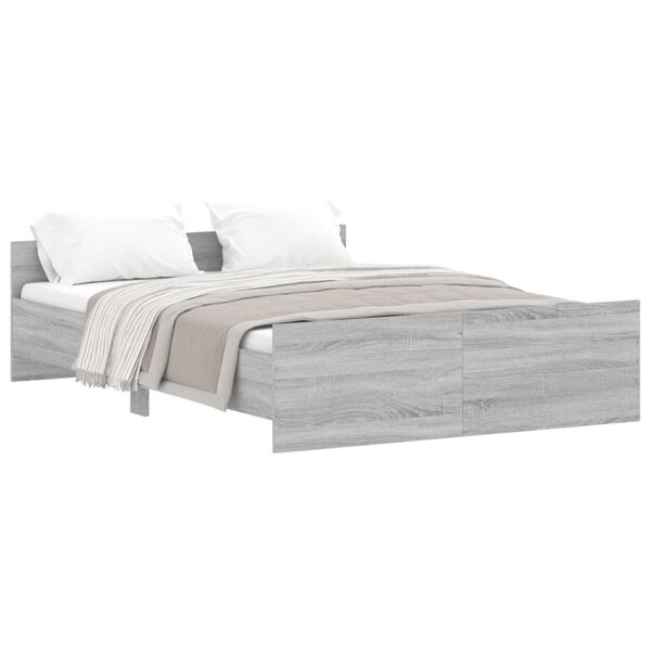 vidaXL Cadre de lit tête de lit et pied de lit sonoma gris 135x190 cm