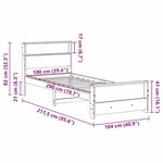vidaXL Cadre de lit Blanc 100 x 200 cm Bois massif en pin
