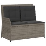 vidaXL Banc inclinable de jardin avec coussins gris résine tressée