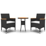 vidaXL Ensemble à manger de jardin 3 Pièces Résine tressée Noir