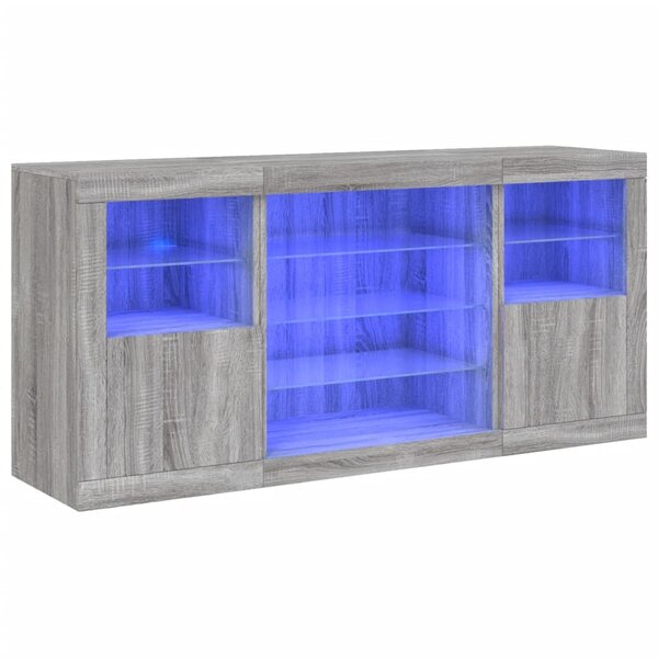 vidaXL Buffet avec lumières LED sonoma gris 142 5x37x67 cm