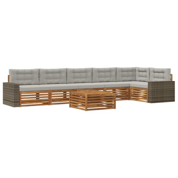 vidaXL Ensemble de canapés d'extérieur 7 pc Naturel et gris clair