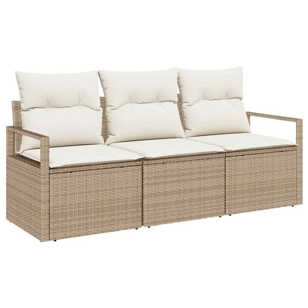 vidaXL Ensemble de canapé de jardin 3 Pièces Beige Poly rotin