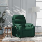vidaXL Fauteuil inclinable vert foncé velours
