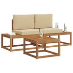 vidaXL Ensemble de canapés d'extérieur avec coussin 3 Pièces Naturel