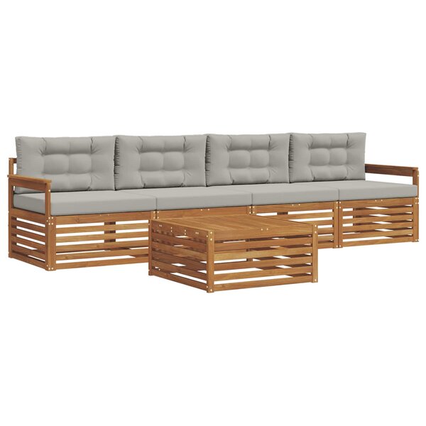 vidaXL Ensemble de canapés d'extérieur 5 pc Gris Naturel et Clair