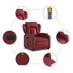 vidaXL Fauteuil inclinable de massage électrique rouge bordeaux